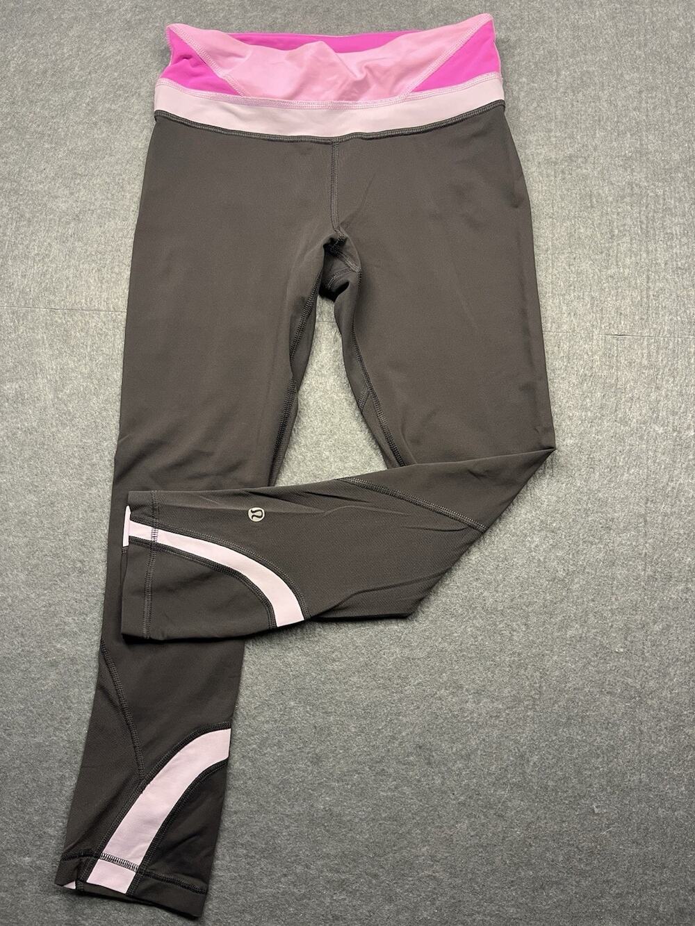 EXCELLENT LULULEMON Leggings Size 2 Black Pink Colorblock Zip Pocket READ